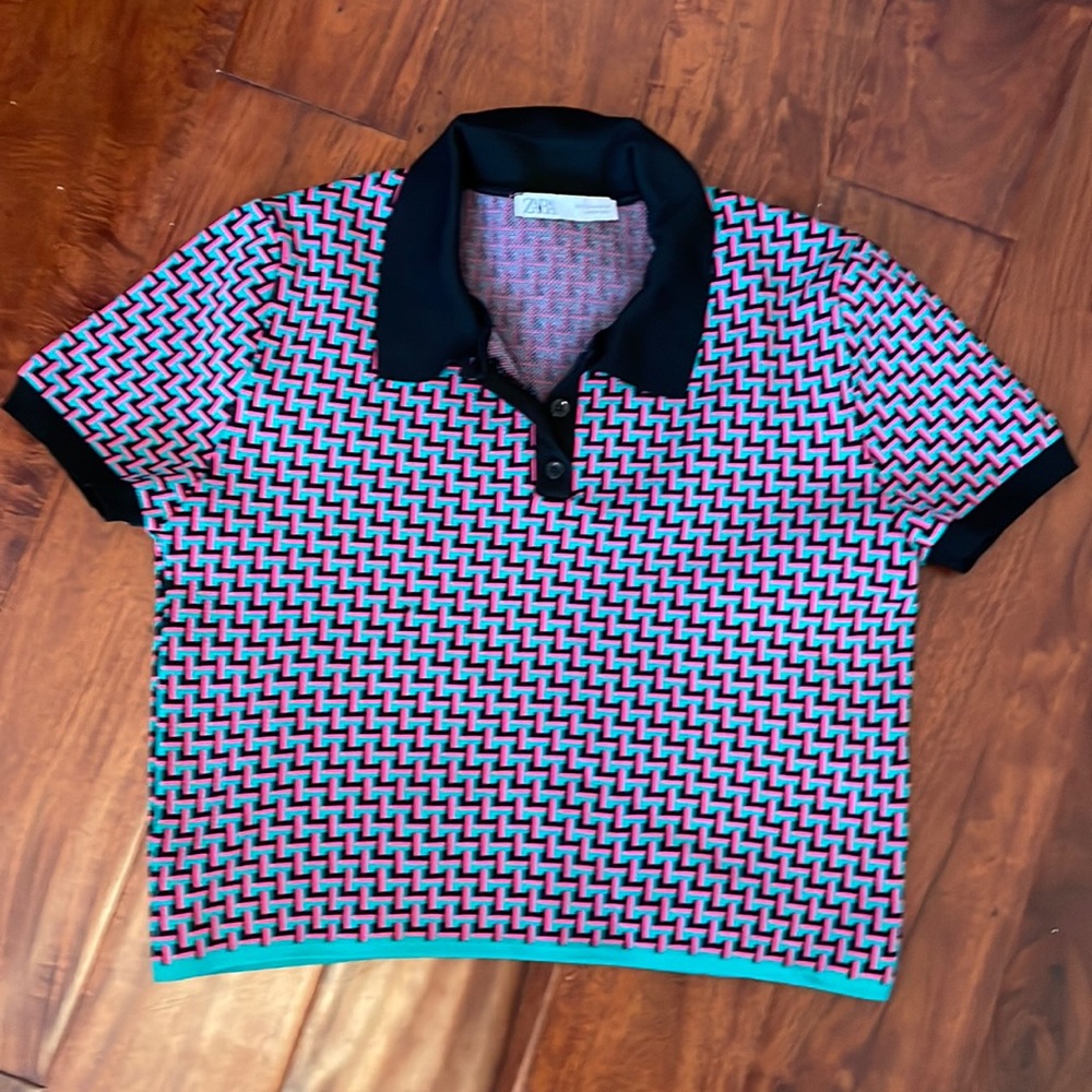 Zara geometric print polo